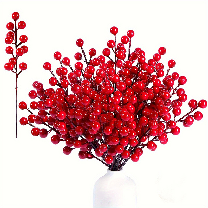 Florist Supply Bulk - 5/10/20 Adet Yapay Kırmızı Çilek Dalı,
